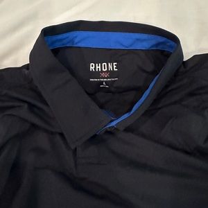Rhone Pique Polo Performance Collar Size Large Black